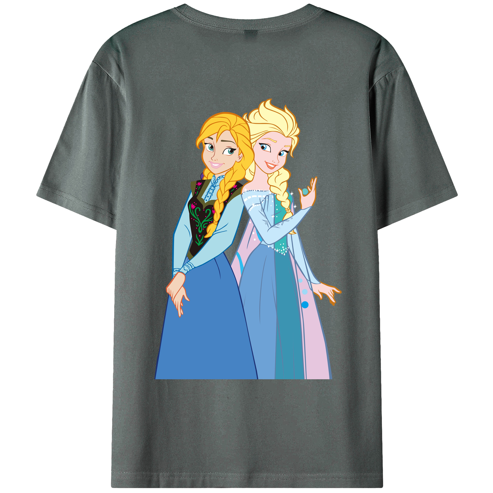 （画像用） アナと雪の女王 アンナ エルサ Frozen Anna Elsa 綿100％ メンズ半袖Tシャツ（バックプリント） 通気性
